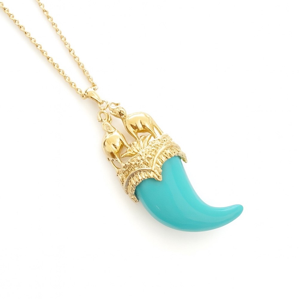 Golden Safari Horn Pendant Necklace